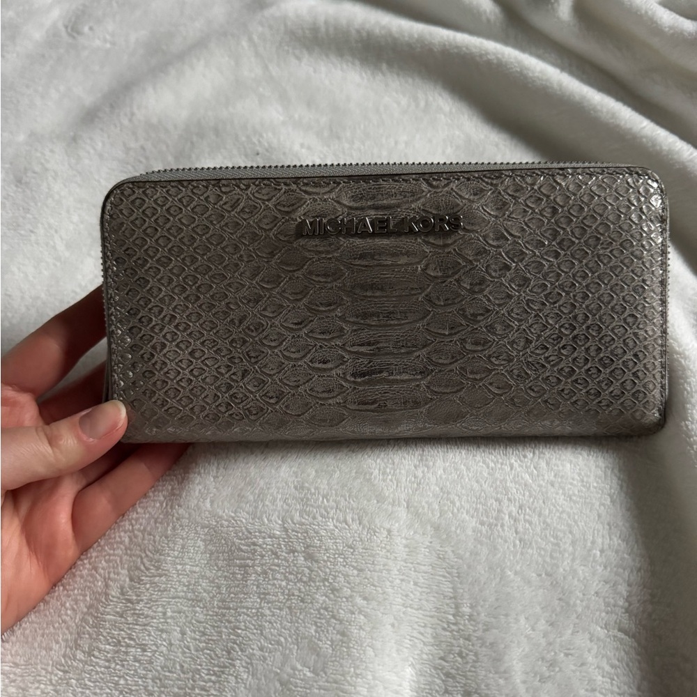 Michael Kors Silver Snakeskin Wallet